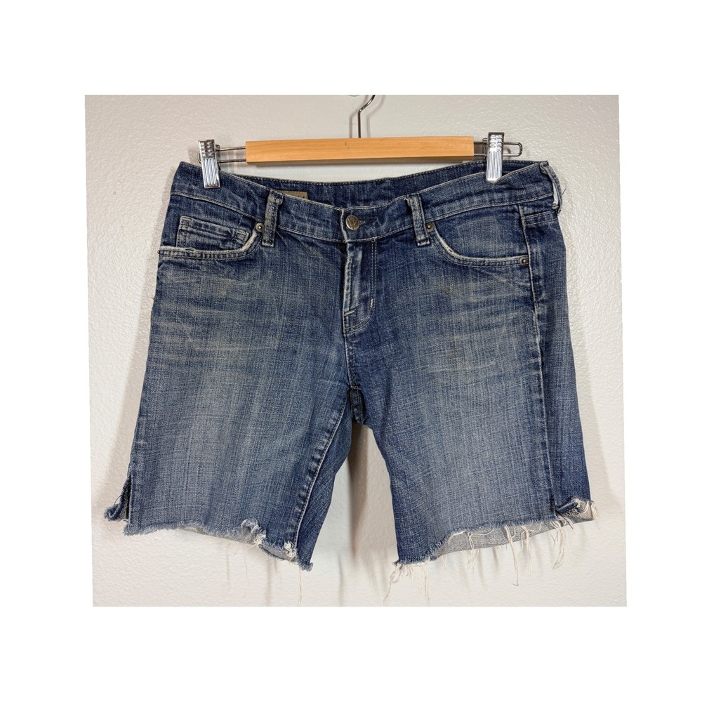 Citizens of Humanity Shorts Women 28 Blue Kelly Low Waist Bootcut Raw Hem